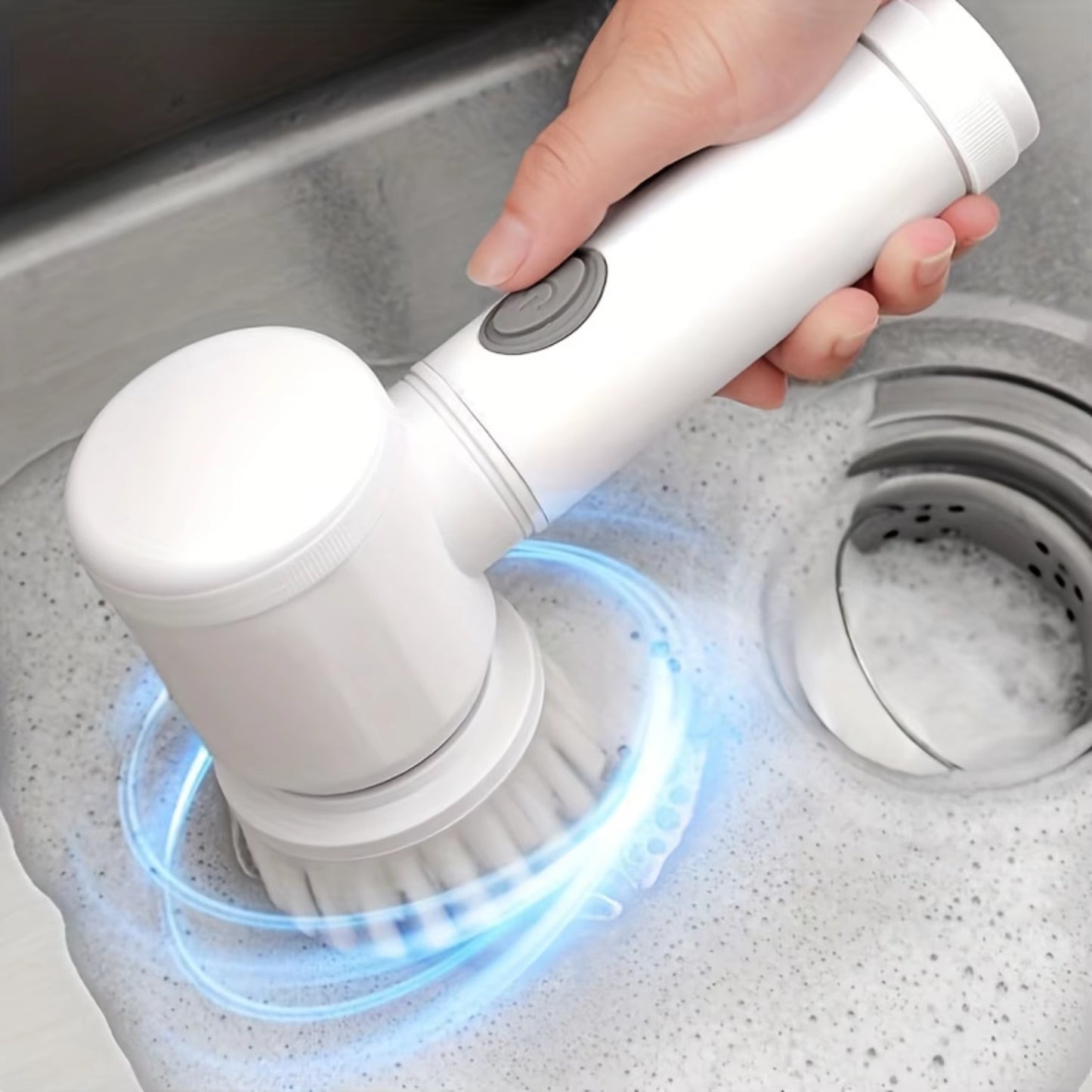 Powerful 1 Set Spin Scrubber with 5 Replaceable Brush Heads | Cordless and Rechargeable Handheld Kitchen and Shower Scrubber | I